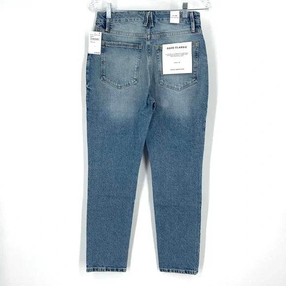 Good American Good Classic Straight Leg Jeans Indigo Blue Women's Size 0/25 NWT - Picture 2 of 5